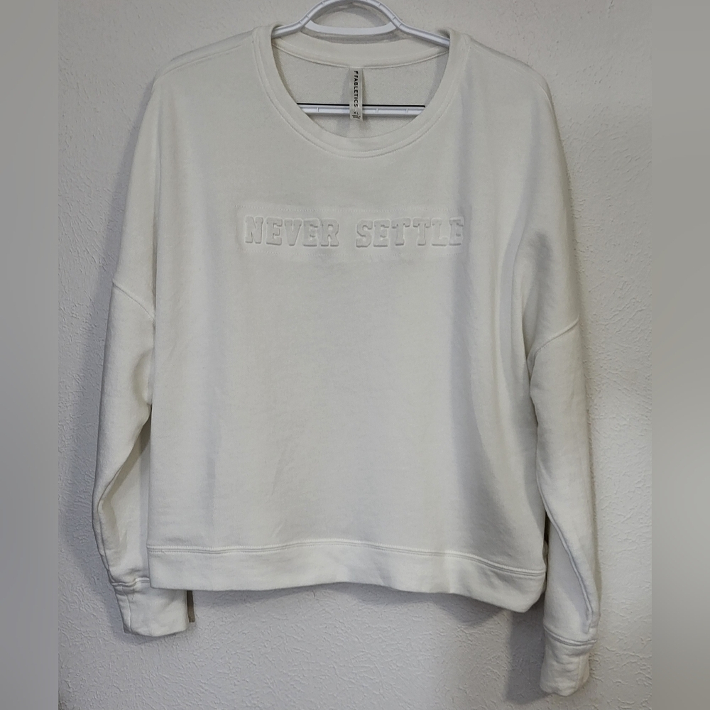 FABLETICS Women's Stacey Pullover "Never Settle" Long Sleeve